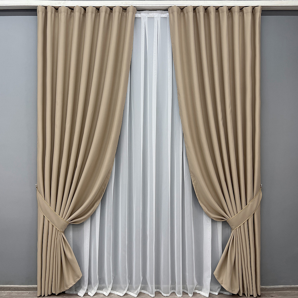 Комплект готових штор VR-Textil Bagema Rvs № 2075ш Пісочний 100х270 см 2 шт (31-0092) Київ - фото 2