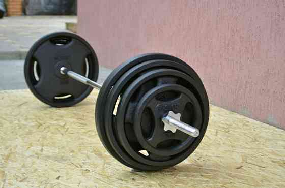 Набір 130 кг Штанга + W-подібний гриф + Гантелі розбірні Гантелі, гирі, штанги та диски металеві диски Київ