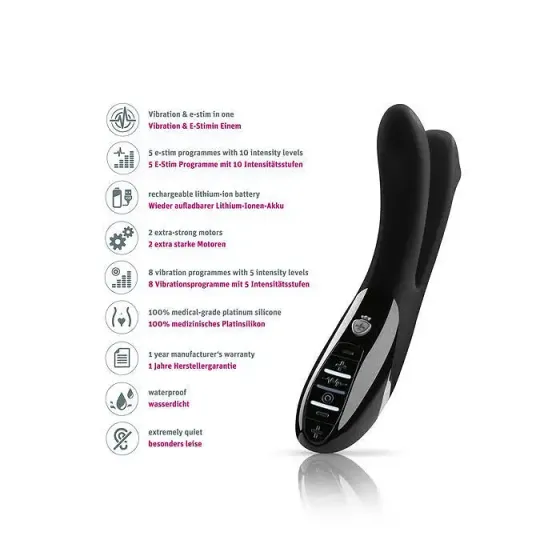 Вібратор подвійний з електростимуляцією Mystim Tingling Aparte eStim Black, міостімулятор Львів