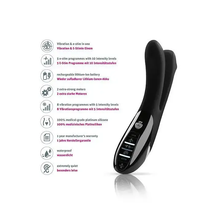 Вібратор подвійний з електростимуляцією Mystim Tingling Aparte eStim Black, міостімулятор Львів - фото 3