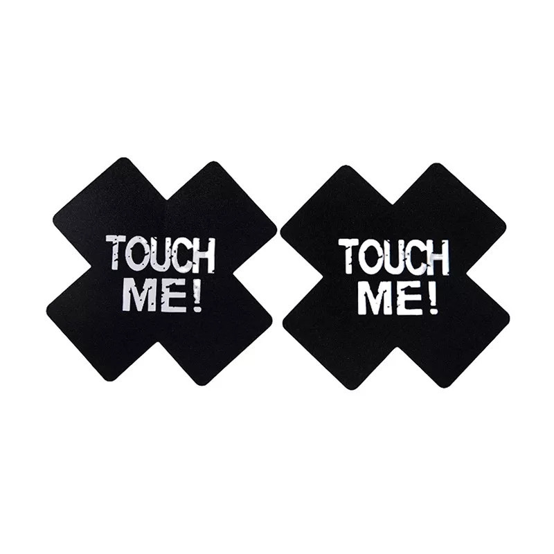 Наклейки на груди Хрести з написом Touch me 8 на 8 см чорний Київ - фото 1