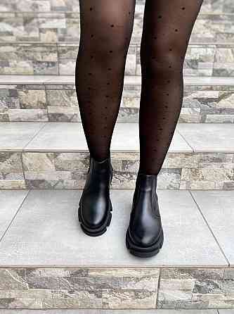 Жіночі черевики з натуральної шкіри весняні демісезонні чорні р. 38-40 (4348) / Шкіряні черевик Коломыя