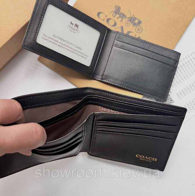 Мужское брендовое портмоне с картхолдером Coach (1381) grey Киев - изображение 4
