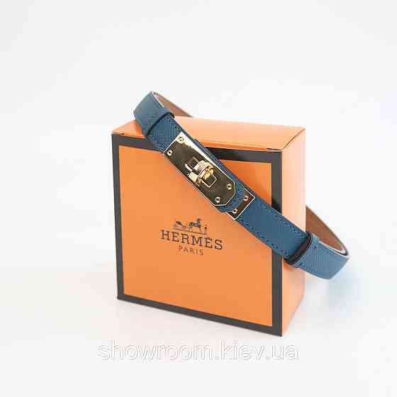Жіночий ремінь шкіряний Hermes Гермес (280-1) синій Київ