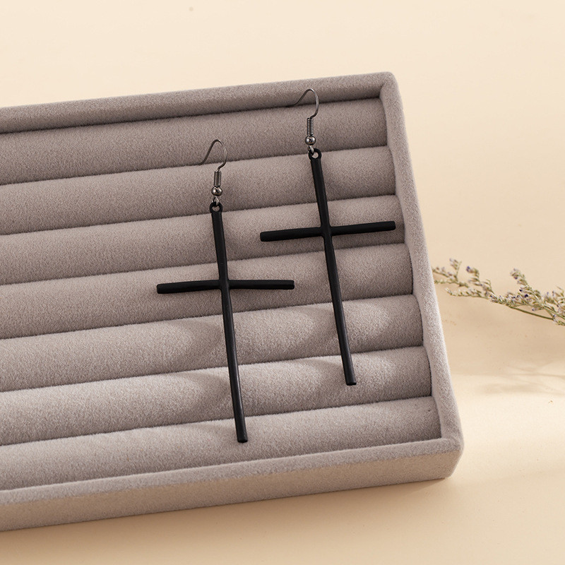 Сережки крестики женские 70 на 35 мм черный Киев - изображение 2