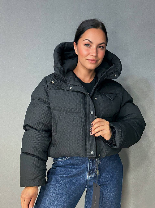 Куртка женская Lady Yep 10039 вафельная пуффер оверсайз с капюшоном черная, черный, 42 Киев - изображение 11
