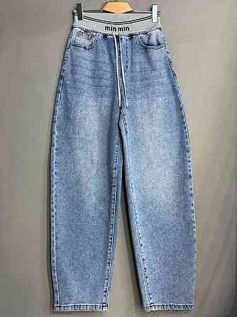 Джинси жіночі Vanver 258 MOM skater jeans талія на резинці банани блакитні, блакитний, 33, 33, 91 см, 118 см Київ