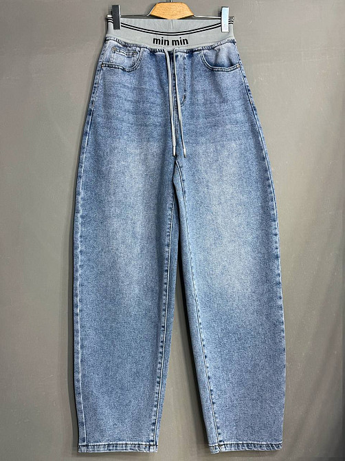 Джинси жіночі Vanver 258 MOM skater jeans талія на резинці банани блакитні, блакитний, 33, 33, 91 см, 118 см Київ - фото 4