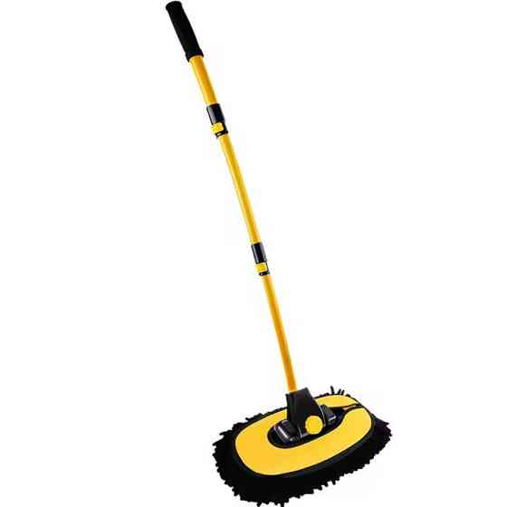 Швабра автомобільна для мийки з висувною телескопічною вигнутою ручкою розмір 28х100 см, жовта Кам'янець-Подільський