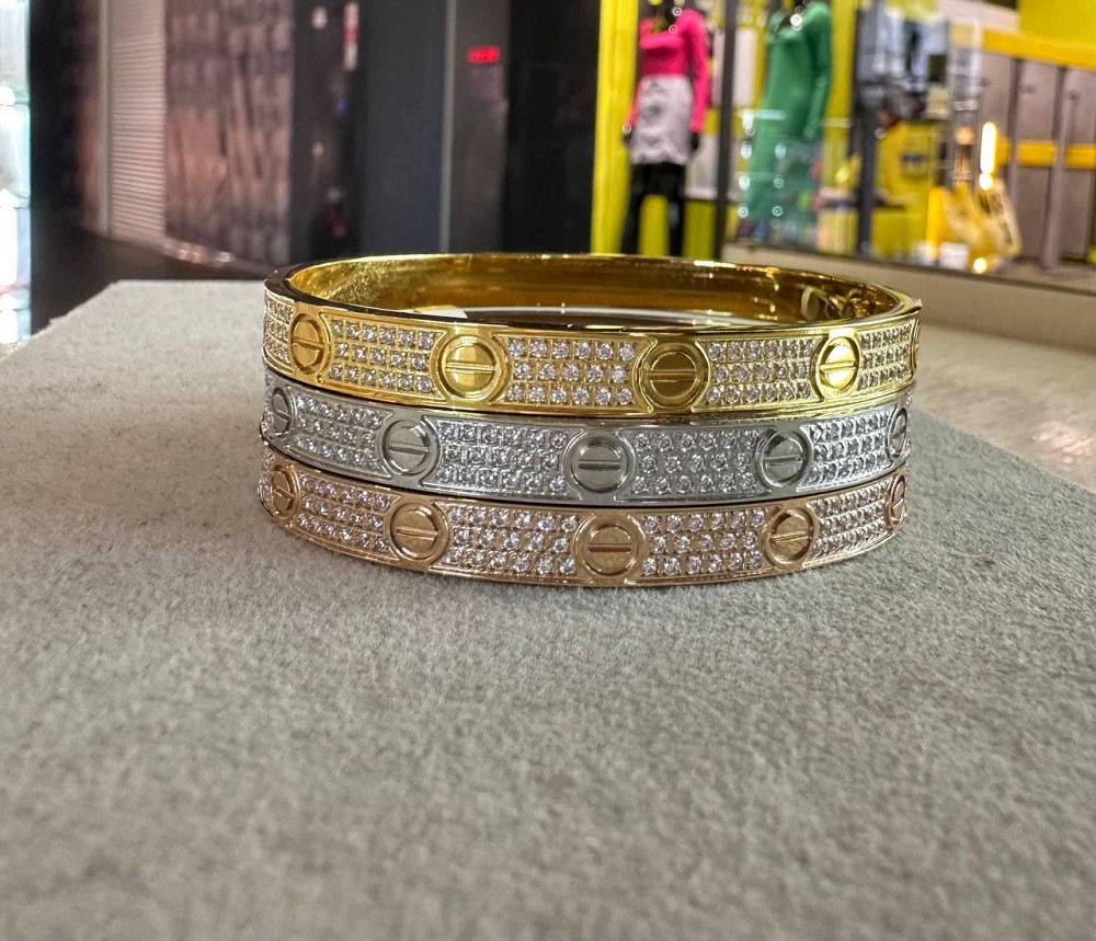 Браслет Cartier з викруткою з дрібним цирконієм, лимонний, рожевий або срібло / Картьє браслет викрутка Одеса - фото 1