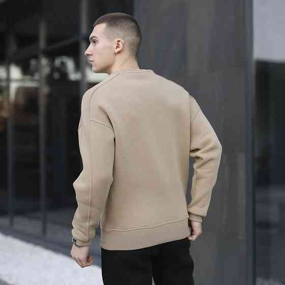 Бежевый свитшот теплый для мужчин. Оверсайз свитшот бежевый Pobedov Hubble Киев