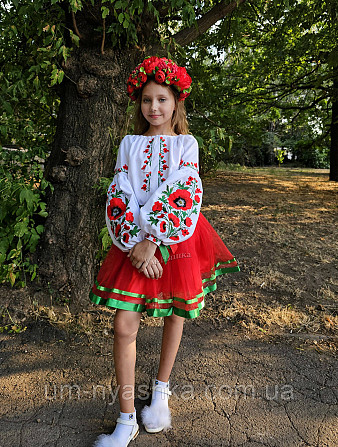 Вишиванка біло-червона з маками для дівчинки Кривий Ріг - фото 2