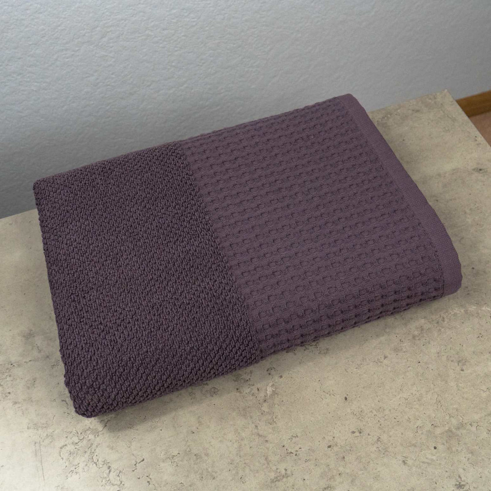 Комплект махровых полотенец Вафельный Бордюр 3шт GM Textile 40х70см, 50х90см, 70х140см 500г/м2 (Темный Виноград) Сумы - изображение 2