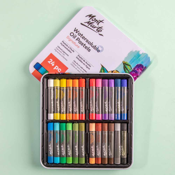 Пастель олійна водорозчинна в жерстяній упаковці Mont Marte, Signature упаковка 24шт Кам'янець-Подільський