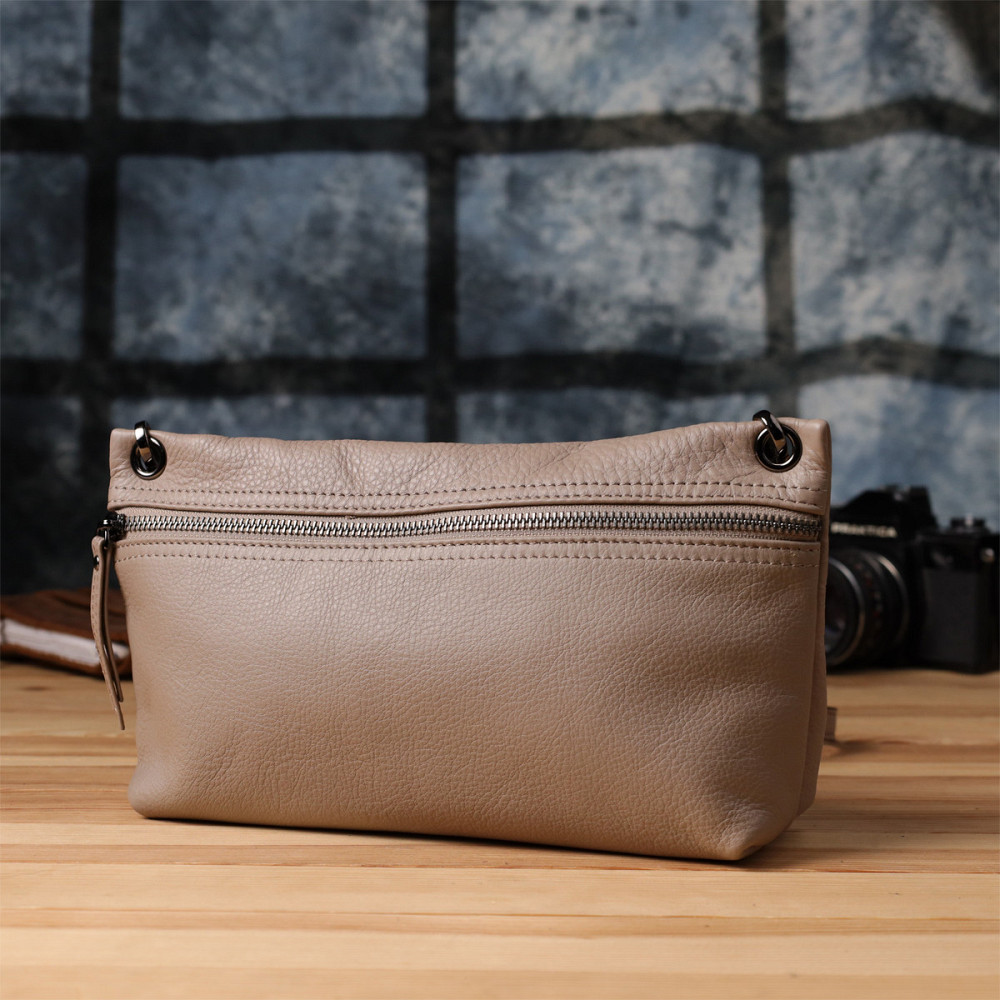 Стильная женская сумка на плечо из натуральной кожи Vintage 23005 Серый Киев - изображение 9