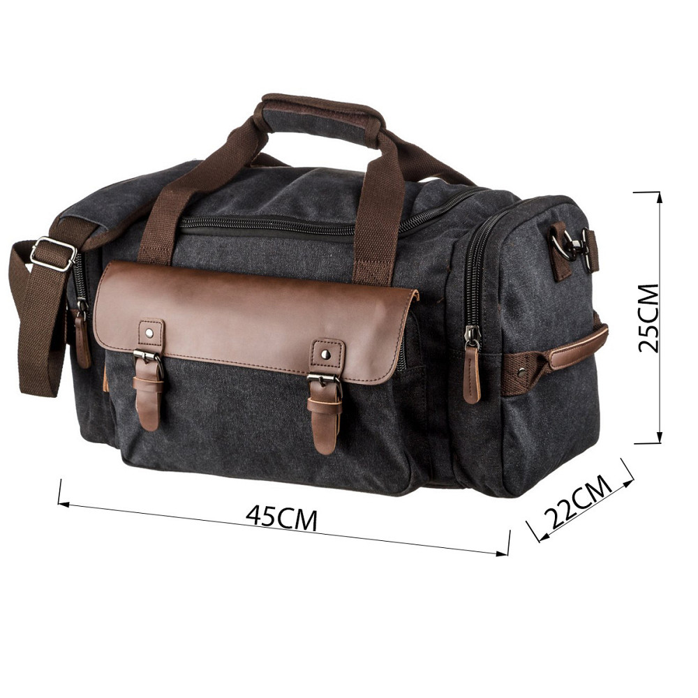 Дорожня сумка текстильна з кишенею Vintage 20192 Чорна Київ - фото 3