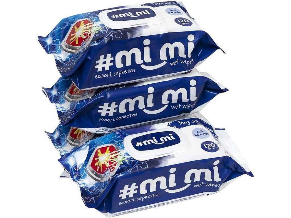 Вологі серветки 120шт Antibacterial клапан ТМ МІ МІ Київ - фото 1