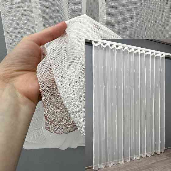 Тюль VR-Textil 1472т Грек-сітка з вишивкою Молочний з пудровим 300х270 см (40-403) Київ