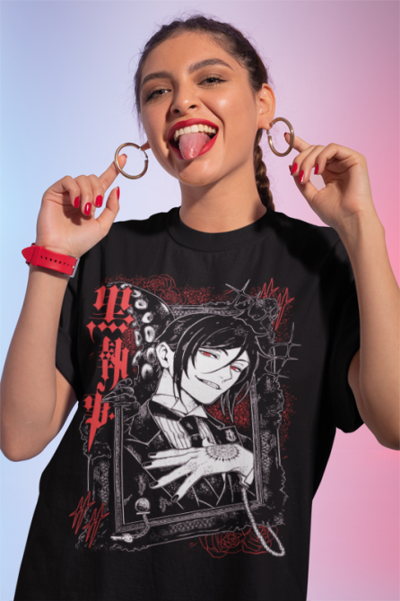 Футболка для хлопчика з аніме принтом Блакк Бутлер Кіел Пхантомхіве оверсайз (зріст від 165 до 180) Чорний AnimeJ0281m Дніпро - фото 1