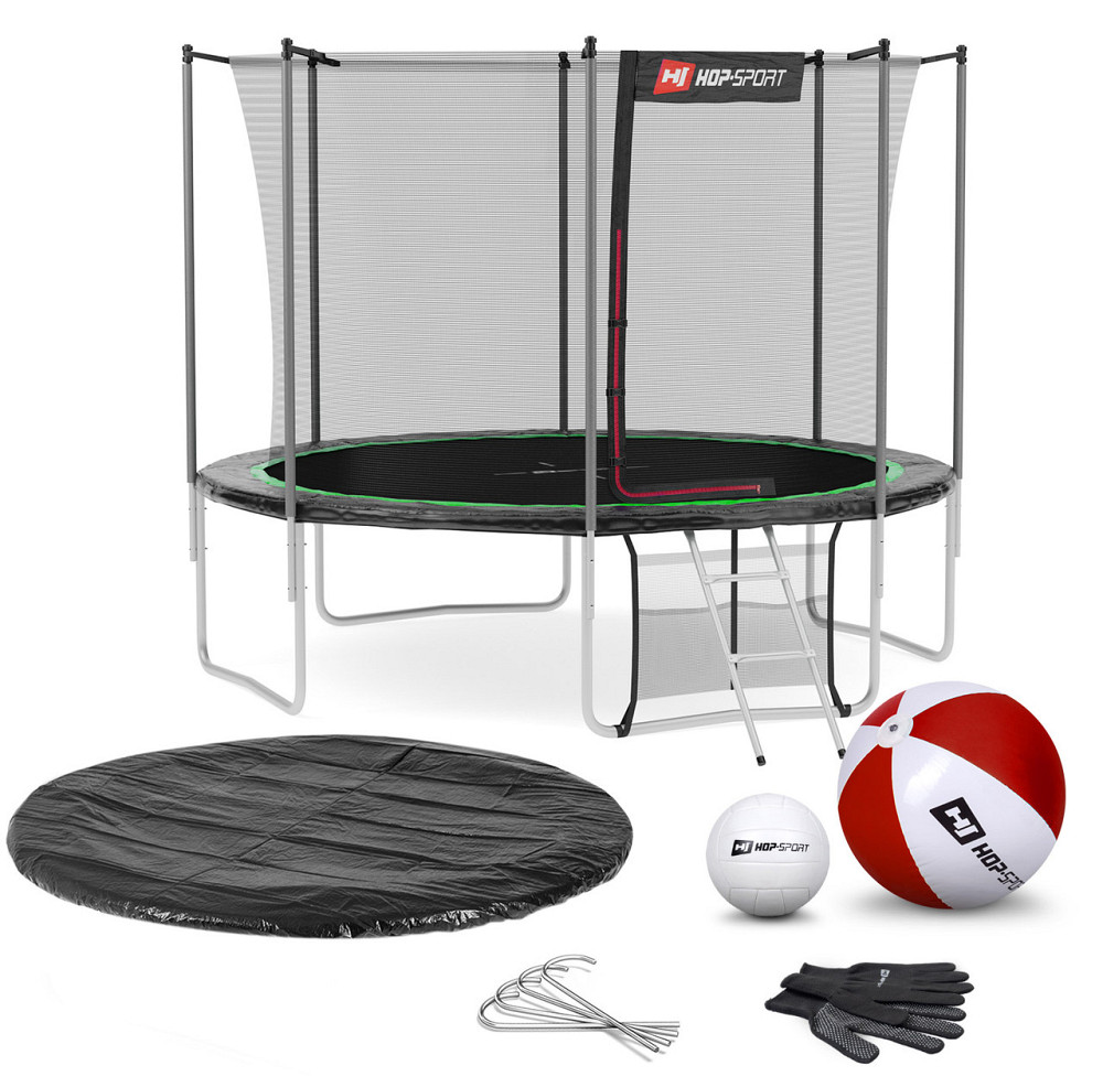 Батут Hop-Sport 10ft (305см) чорно-зелений з внутрішньою сіткою (4 ноги) Киев - изображение 1