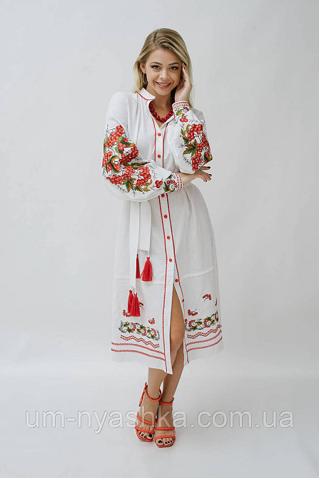 Жіноча вишита сукня на льоні Калина Кривий Ріг - фото 2