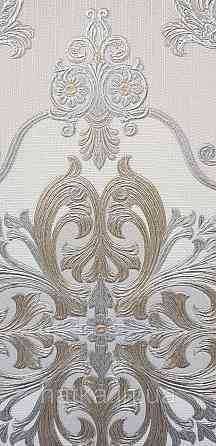 Обои виниловые на флизелине AdaWall Seyyah 1.06х10 вензеля цветы фигуры структурные золото серебро на белом Киев