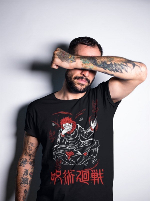 Футболка з аніме принтом Магічна битва оверсайз (S/M/L) Чорний AnimeJ0324 Дніпро - фото 3