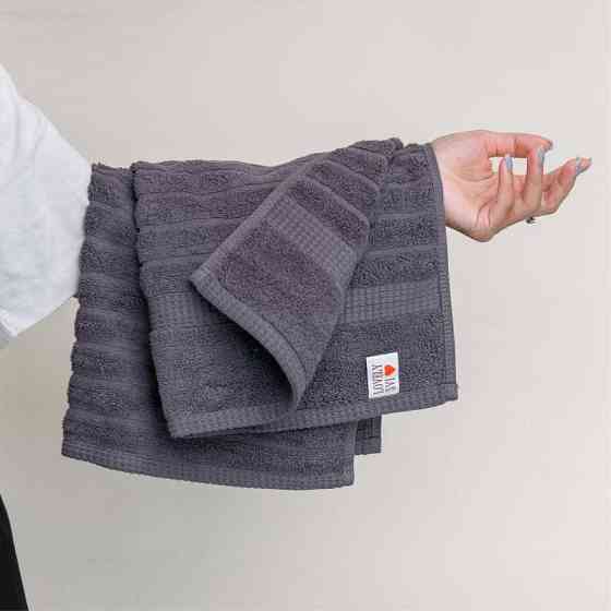 Набор 2 жаккардовых полотенца Lovely Svi для ванной, отелей, СПА, в подарок, 50* 90 см Oxford Stripe темно – серый Charcoal Київ