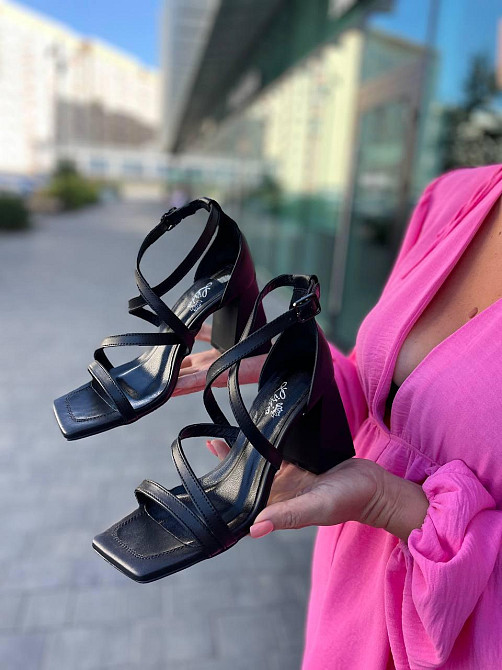 LIRIO Босоніжки жіночі літні стильні на підборах чорні з натуральної шкіри стильні LIRIO L0195 Коломыя - изображение 7