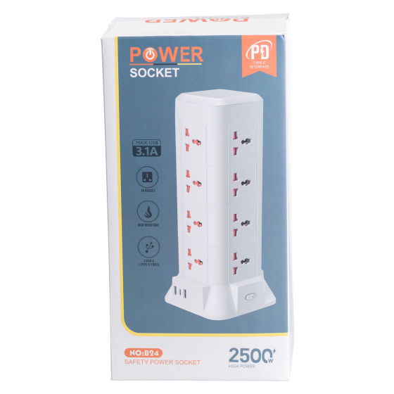 Удлинитель с 12 розетками и беспроводной зарядкой 2.8 м Киев