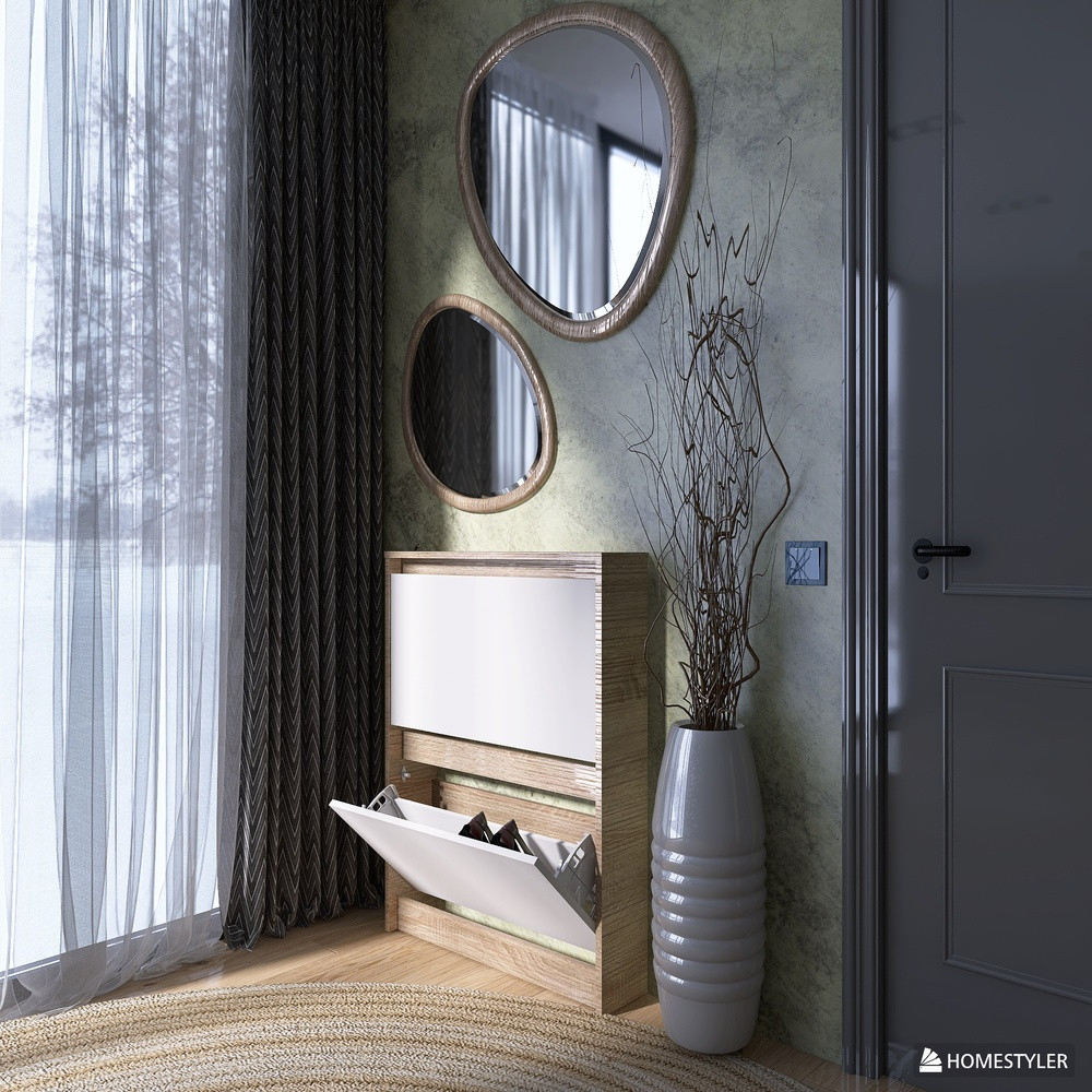 Тумба для обуви в прихожую Эверест Сити-160-2 70,2х16х95,8 см Дуб сонома/Белый (DTM-071107) Львов - изображение 7