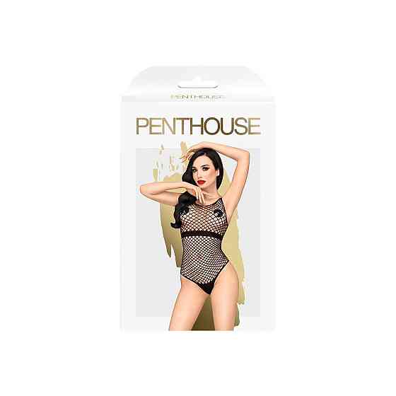 Боді Penthouse Enjoy The Moment S/L Black, велика сітка, щільна вставка під грудьми Sex Aura Київ