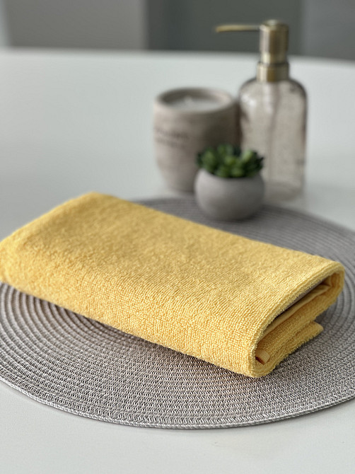 Комплект полотенец однотонных Ideal Textile 40х70+50х90+70х140 см 400 г/м2 (56860941) Жовтий Черновцы - изображение 6