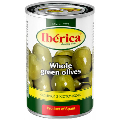 Овощная консервация Iberica Оливки зеленые с косточкой 420 г (8436024295399) Винница - изображение 1