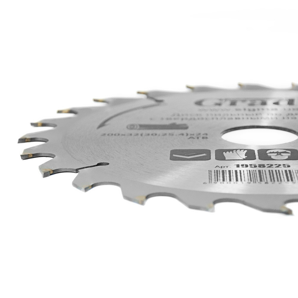 Диск пиляльний для дерева з твердосплавними напайками Ø 200 × 32 (30;25.4) × 24Т, 7000об/хв GRAD (1958225) Київ - фото 2