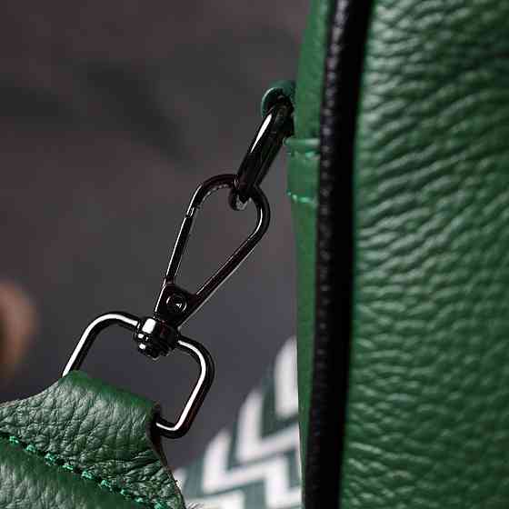 Цікава шкіряна сумка з плетіннями для стильних жінок Vintage 22410 Зелена Київ