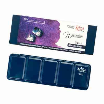Акварельные краски Rosa Gallery GRANULATION 14 кольорів по 2,5 мл в металевому пеналі (4823098544128) Винница