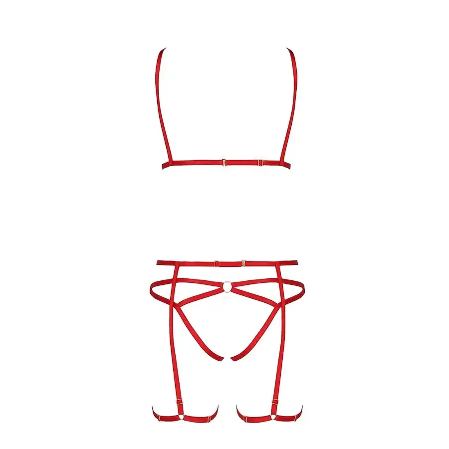 Комплект білизни Passion Exclusive MAGALI SET OpenBra XXL/XXXL, red, стрепи, ліф, трусики і пояс Львов - изображение 5