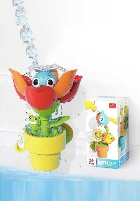 Іграшка для купання Квіточка в горщику механічний спосіб роботи лійка на присосках (CC 785 A) Чернігів - фото 1