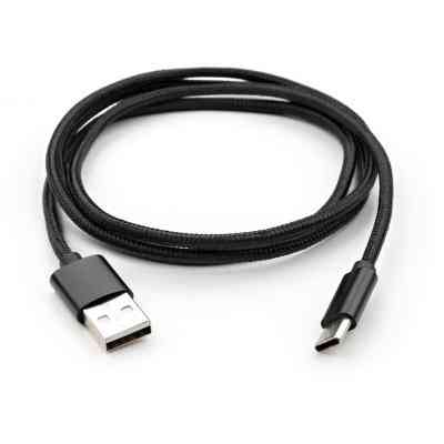 Дата кабель USB 2.0 AM to Type-C 1m nylon black Vinga (VCPDCTCNB1BK) Винница