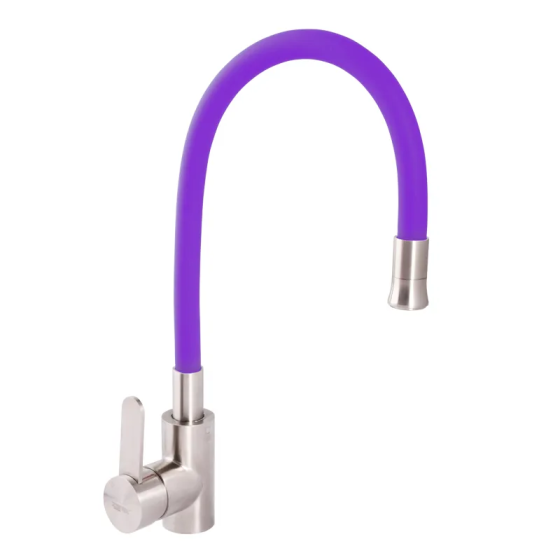 Кухонный смеситель Zerix LR74004-8 с фиолетовым гибким изливом (LL1478) Харьков