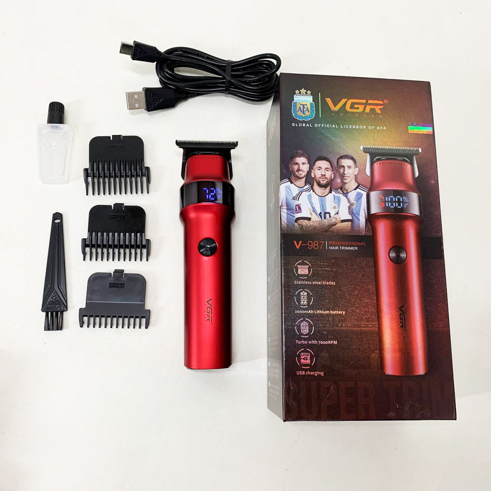 Машинка для стрижки на акумуляторі, Універсальний тример для чоловіків, Професійний тример з насадками AQ-57 Івано-Франківськ - фото 6