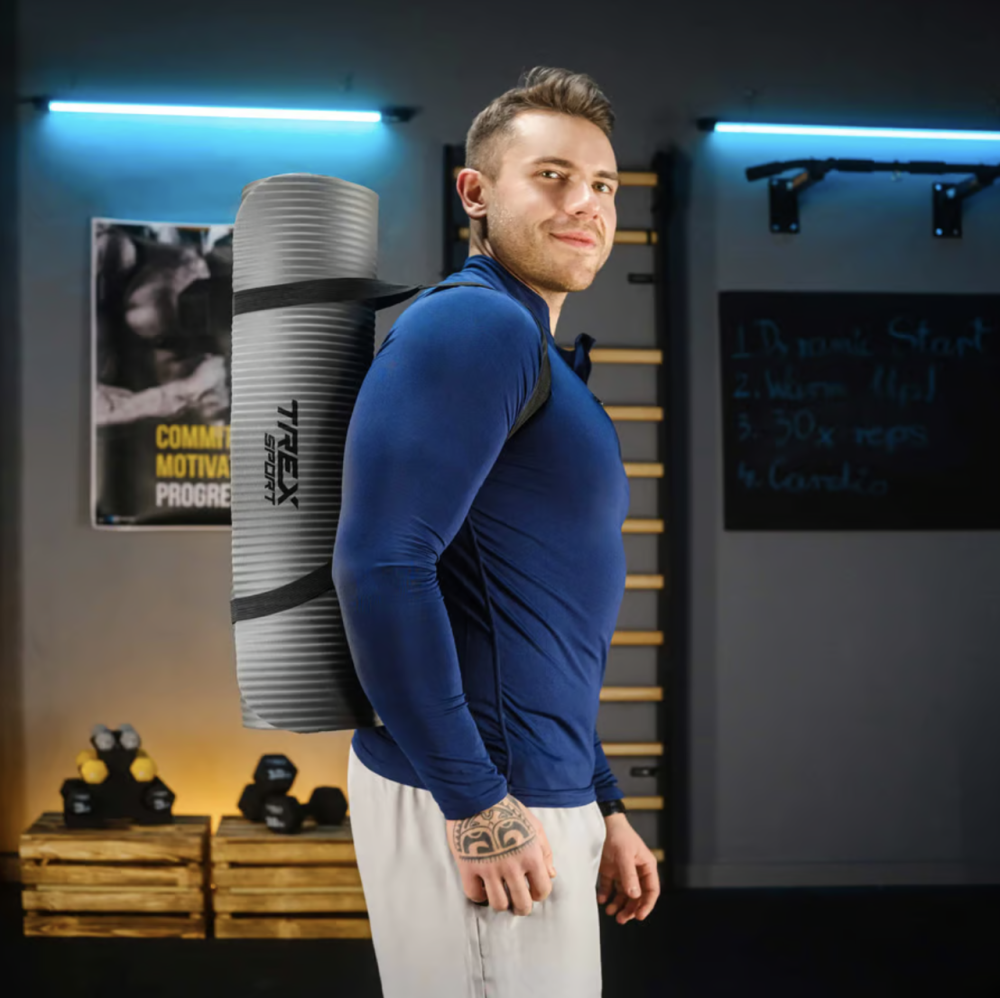 Коврик для йоги Trex Sport TX-018NGM NBR 1см 180х60 сірий Київ - фото 10