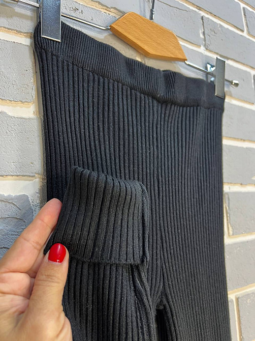 Лосини жіночі U 6157 рубчик теплі в'язка, чорний, one size Київ - фото 17