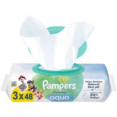 Дитячі вологі серветки Pampers Harmonie Aqua Щенячий Патруль 48 шт х 3 пачки (144 шт) (8700216722476) Вінниця