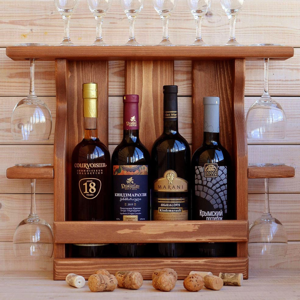 Настінна винна полиця "Накагута 4" шафран Миколаїв - фото 1