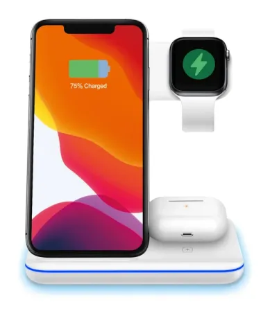 Беспроводная зарядная станция Smart Z5A 3в1 15W для iPhone, Apple Watch, AirPods, белая Киев