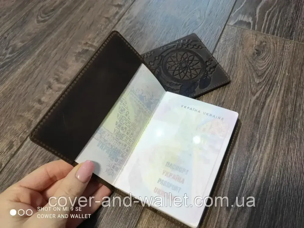 Винтажная кожаная обложка на паспорт с тиснением Ловца Снов (dreamcatcher) SHVIGEL Киев - изображение 12