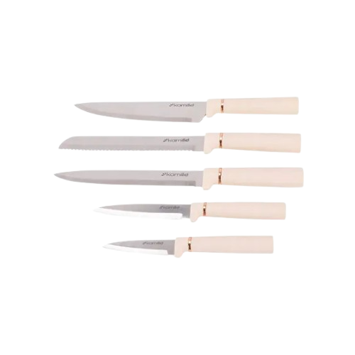 Набір ножів 6 предметів:(5шт + кругла підставка) білий 7630 KAMILLE Житомир - изображение 4