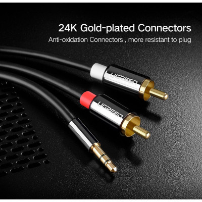 Кабель мультимедийный 3.5mm M to 2xRCA M 3.0m AV116 black Ugreen (10590) Винница - изображение 2